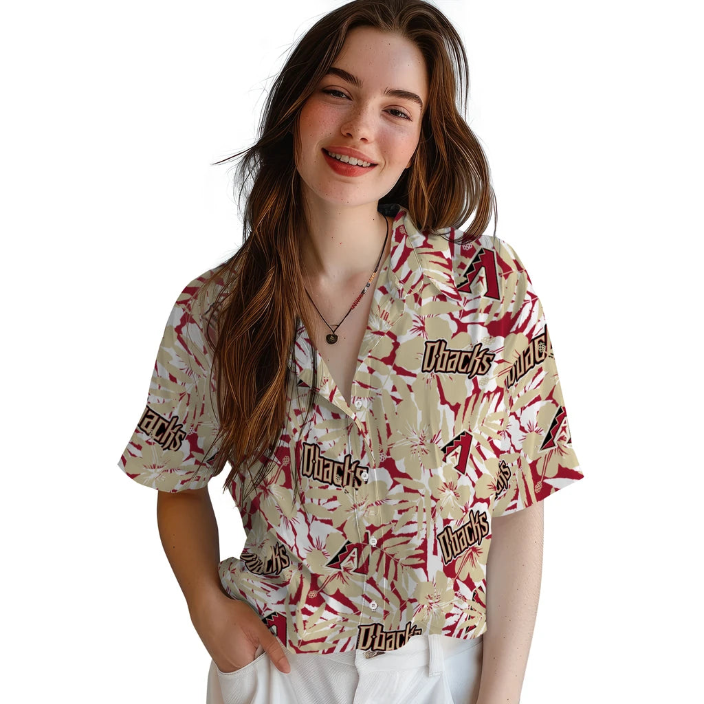 Arizona Diamondbacks Hawaiian Shirt - Hibiscus Overlay | Moonbestprint