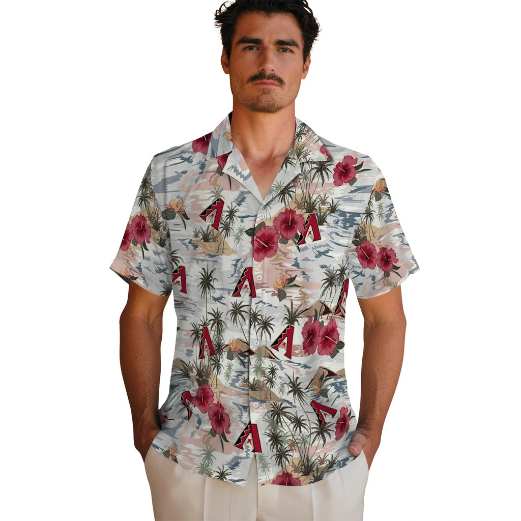 Arizona Diamondbacks Hawaiian Shirt - Hibiscus Seaside | Moonbestprint