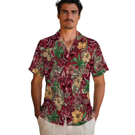 Arizona Diamondbacks Hawaiian Shirt - Hibiscus Tiki Jungle | Moonbestprint