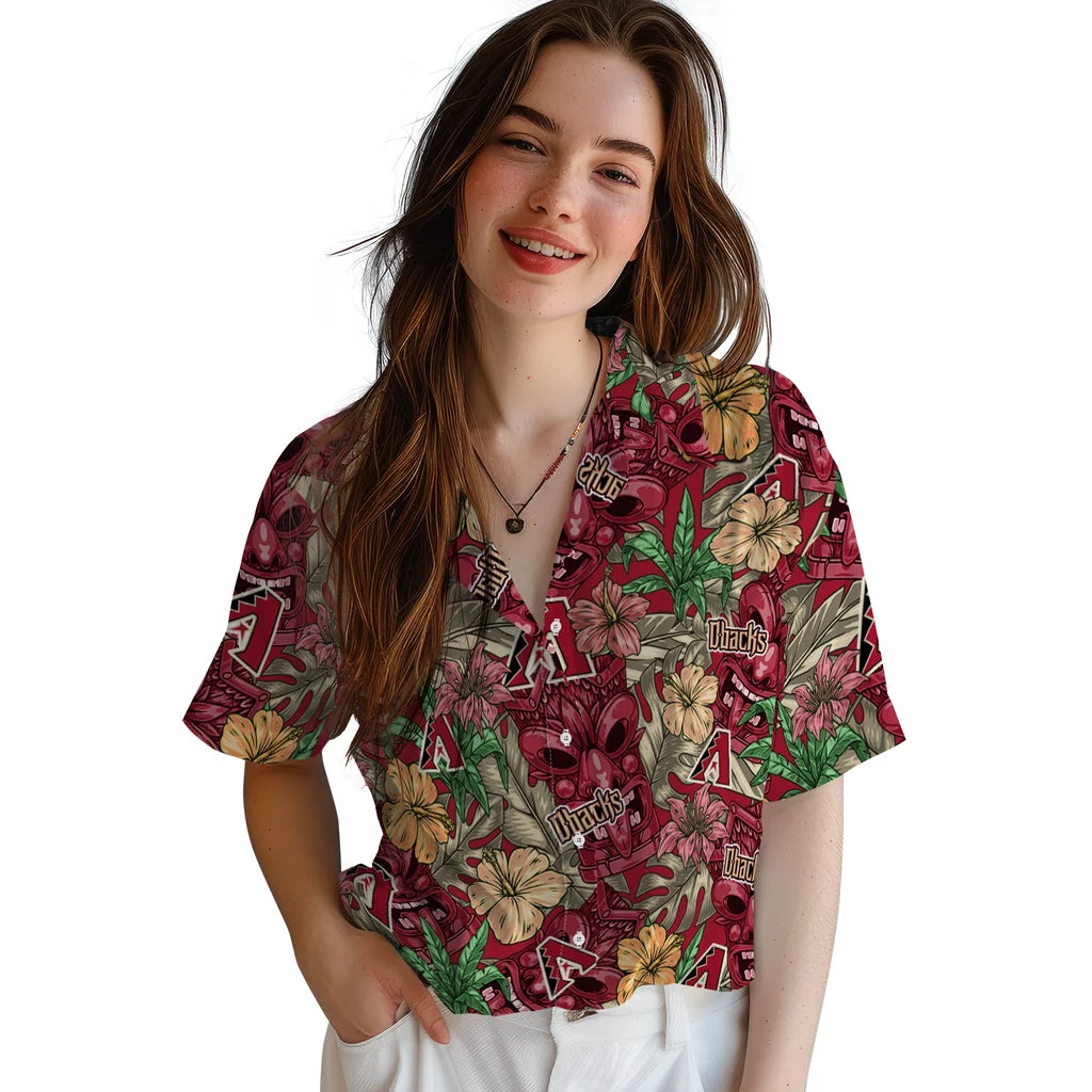 Arizona Diamondbacks Hawaiian Shirt - Hibiscus Tiki Jungle | Moonbestprint