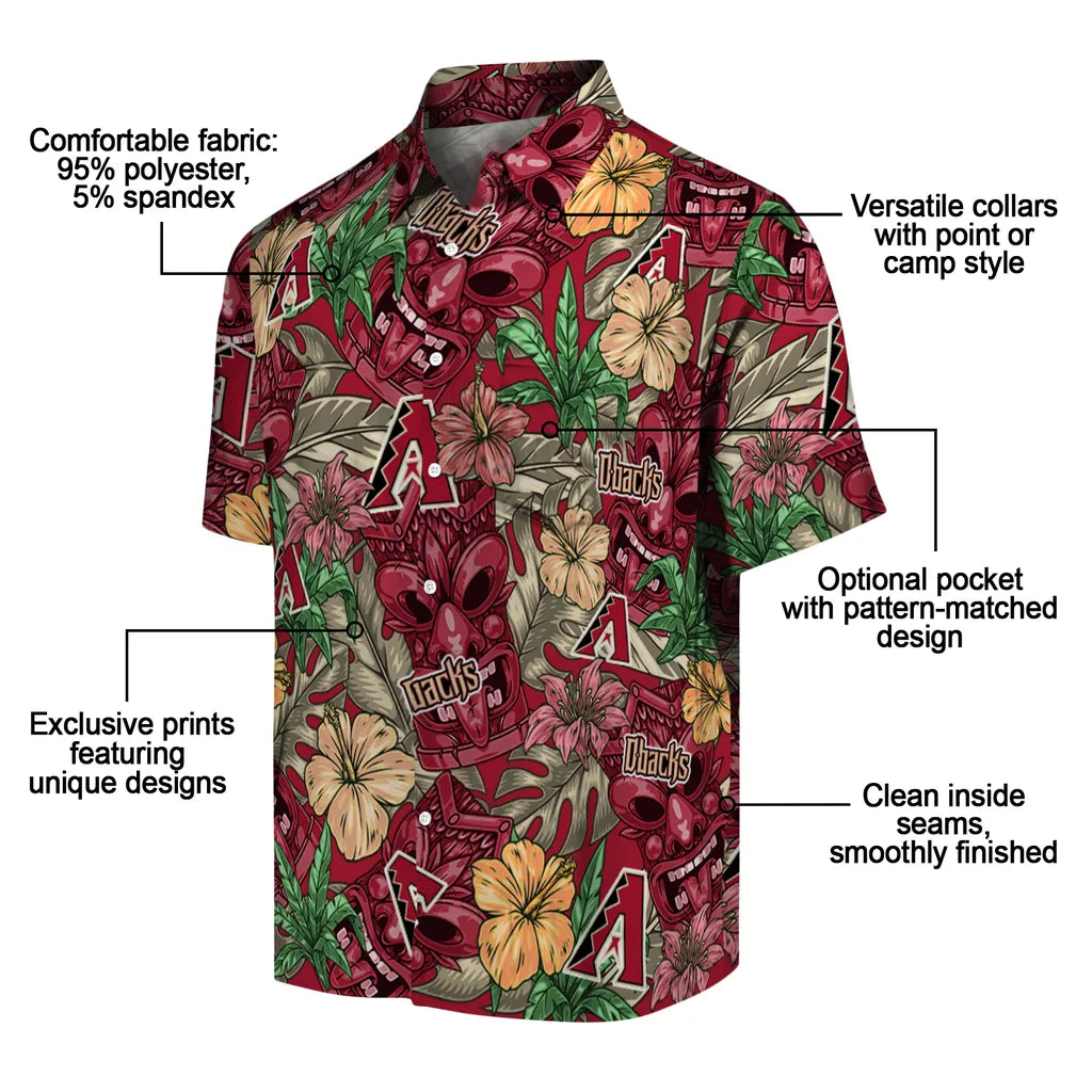 Arizona Diamondbacks Hawaiian Shirt - Hibiscus Tiki Jungle | Moonbestprint