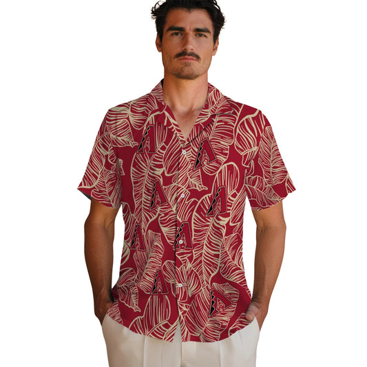Arizona Diamondbacks Hawaiian Shirt - Leaf Outline | Moonbestprint
