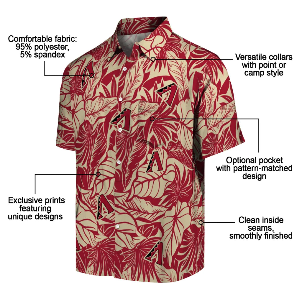Arizona Diamondbacks Hawaiian Shirt - Monstera Layer | Moonbestprint