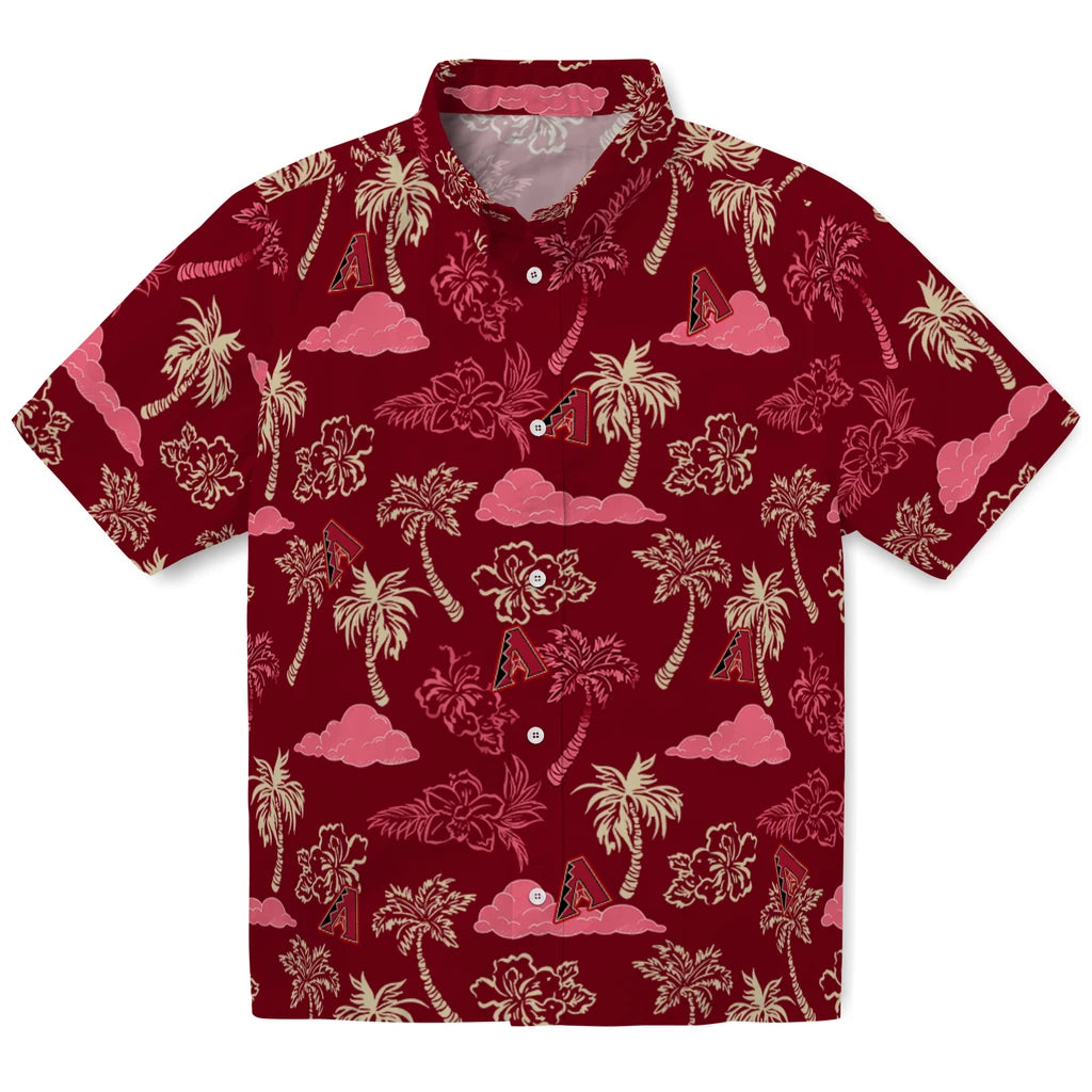 Arizona Diamondbacks Hawaiian Shirt - Palm And Clouds | Moonbestprint