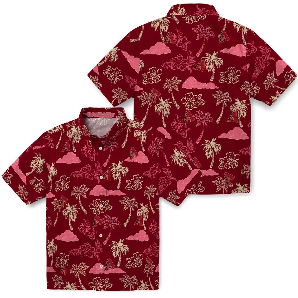Arizona Diamondbacks Hawaiian Shirt - Palm And Clouds | Moonbestprint