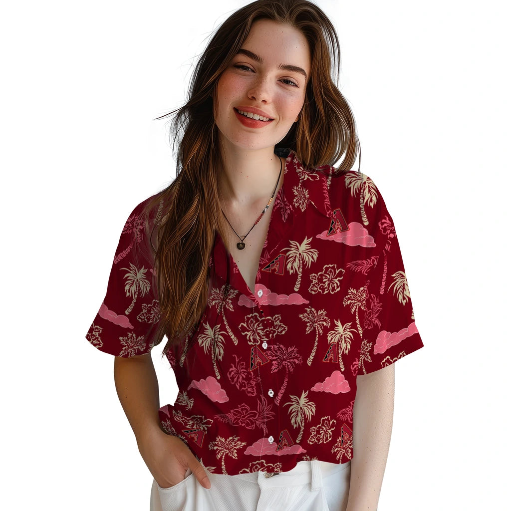 Arizona Diamondbacks Hawaiian Shirt - Palm And Clouds | Moonbestprint