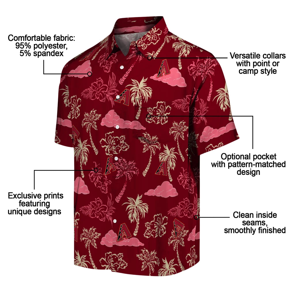 Arizona Diamondbacks Hawaiian Shirt - Palm And Clouds | Moonbestprint