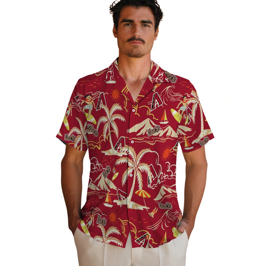 Arizona Diamondbacks Hawaiian Shirt - Palm Tree Island | Moonbestprint