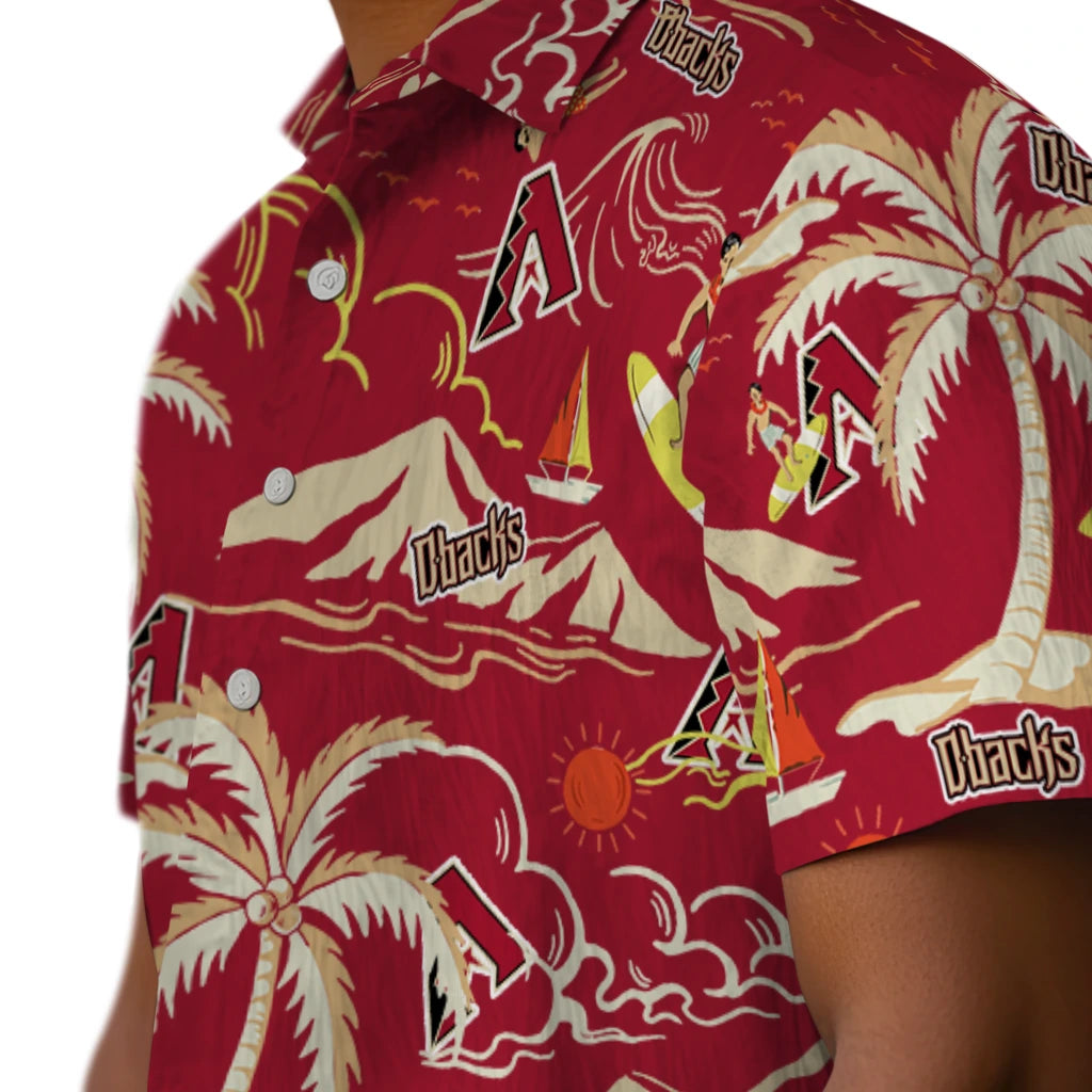 Arizona Diamondbacks Hawaiian Shirt - Palm Tree Island | Moonbestprint