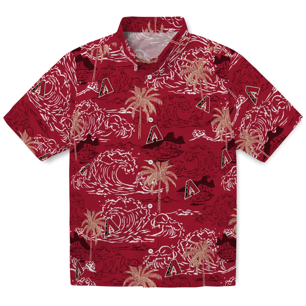 Arizona Diamondbacks Hawaiian Shirt - Wave Palm | Moonbestprint