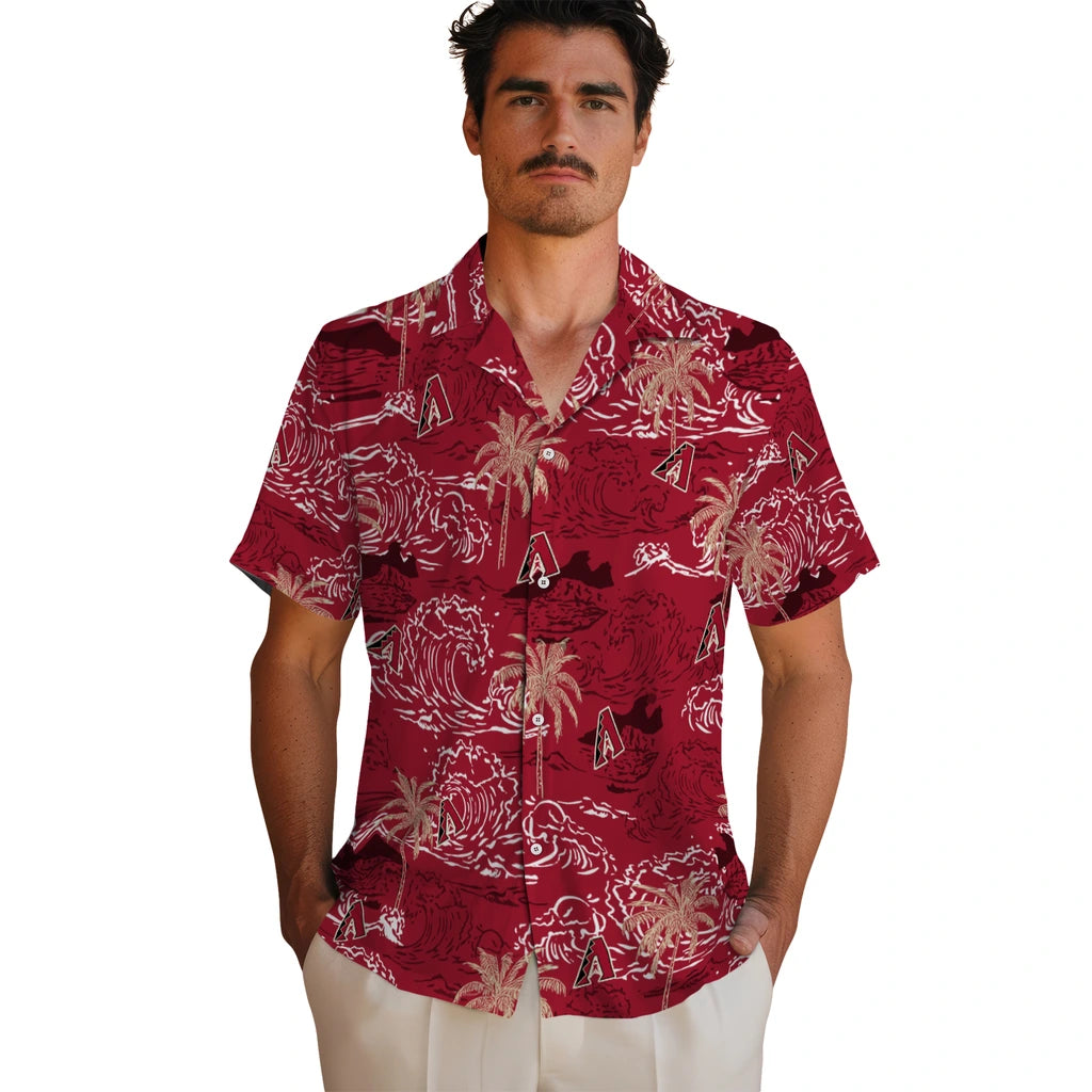 Arizona Diamondbacks Hawaiian Shirt - Wave Palm | Moonbestprint