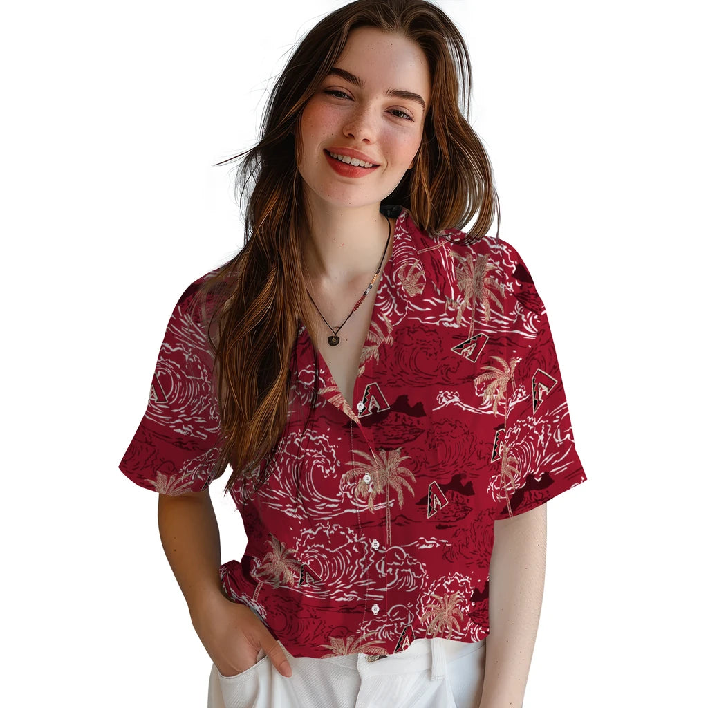 Arizona Diamondbacks Hawaiian Shirt - Wave Palm | Moonbestprint