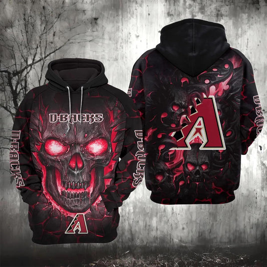 Arizona Diamondbacks Lava Skull MLB All Over Print Hoodie -Moonbestprint
