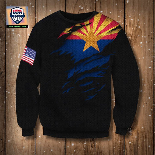 Arizona State Flag ? American Flag Sweater Arizona Flag Basic Sweater Winter Gift For Him ? Usalast