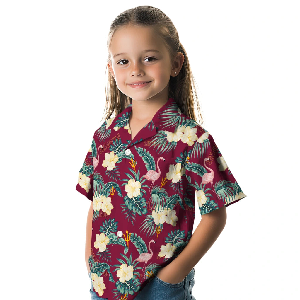 Arizona State Sun Devils Hawaiian Shirt - Flamingo and Hibiscus | Moonbestprint