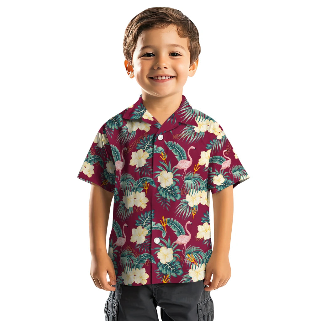 Arizona State Sun Devils Hawaiian Shirt - Flamingo and Hibiscus | Moonbestprint