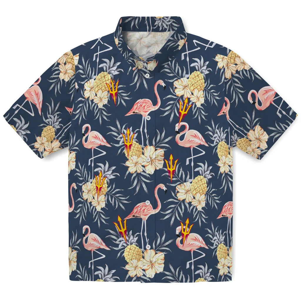 Arizona State Sun Devils Hawaiian Shirt - Flamingo Hibiscus | Moonbestprint