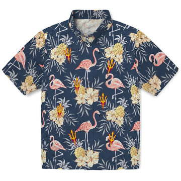 Arizona State Sun Devils Hawaiian Shirt - Flamingo Hibiscus | Moonbestprint