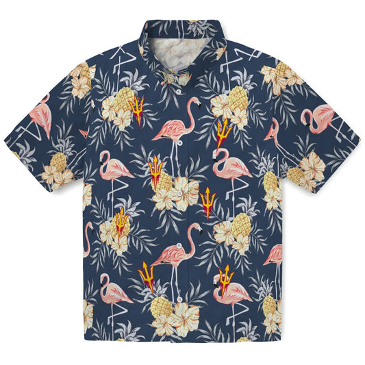Arizona State Sun Devils Hawaiian Shirt - Flamingo Hibiscus | Moonbestprint
