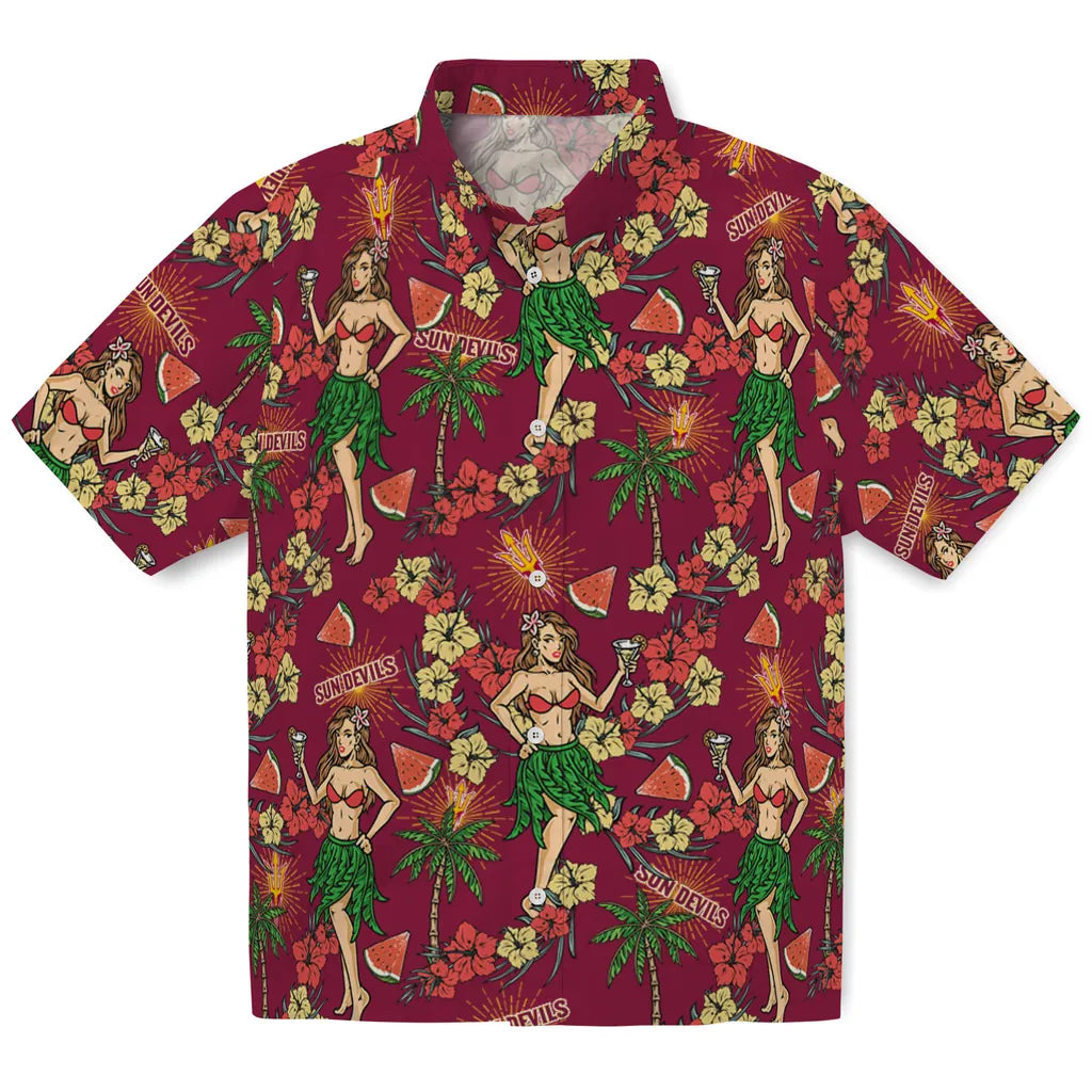 Arizona State Sun Devils Hawaiian Shirt - Hawaiian Girls Design | Moonbestprint