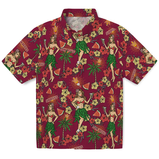 Arizona State Sun Devils Hawaiian Shirt - Hawaiian Girls Design | Moonbestprint