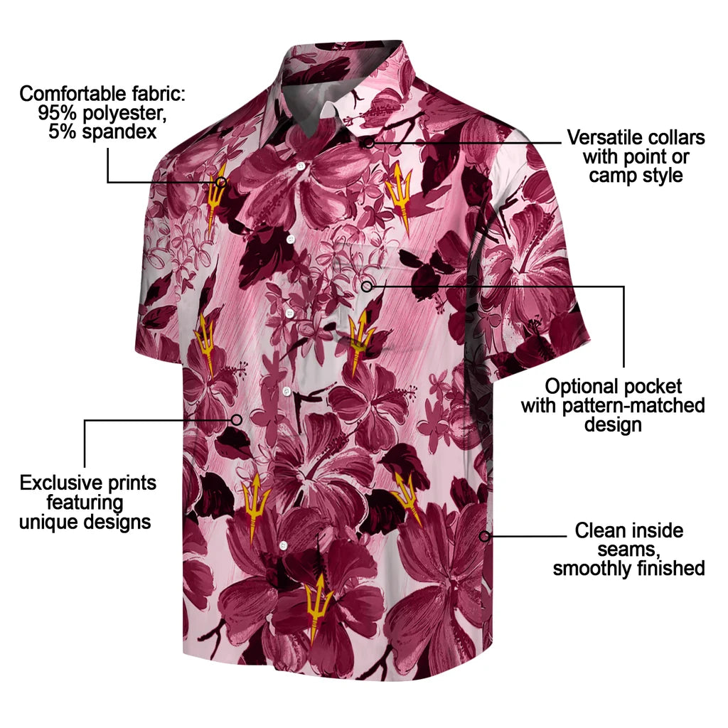 Arizona State Sun Devils Hawaiian Shirt - Hibiscus Arrangement | Moonbestprint