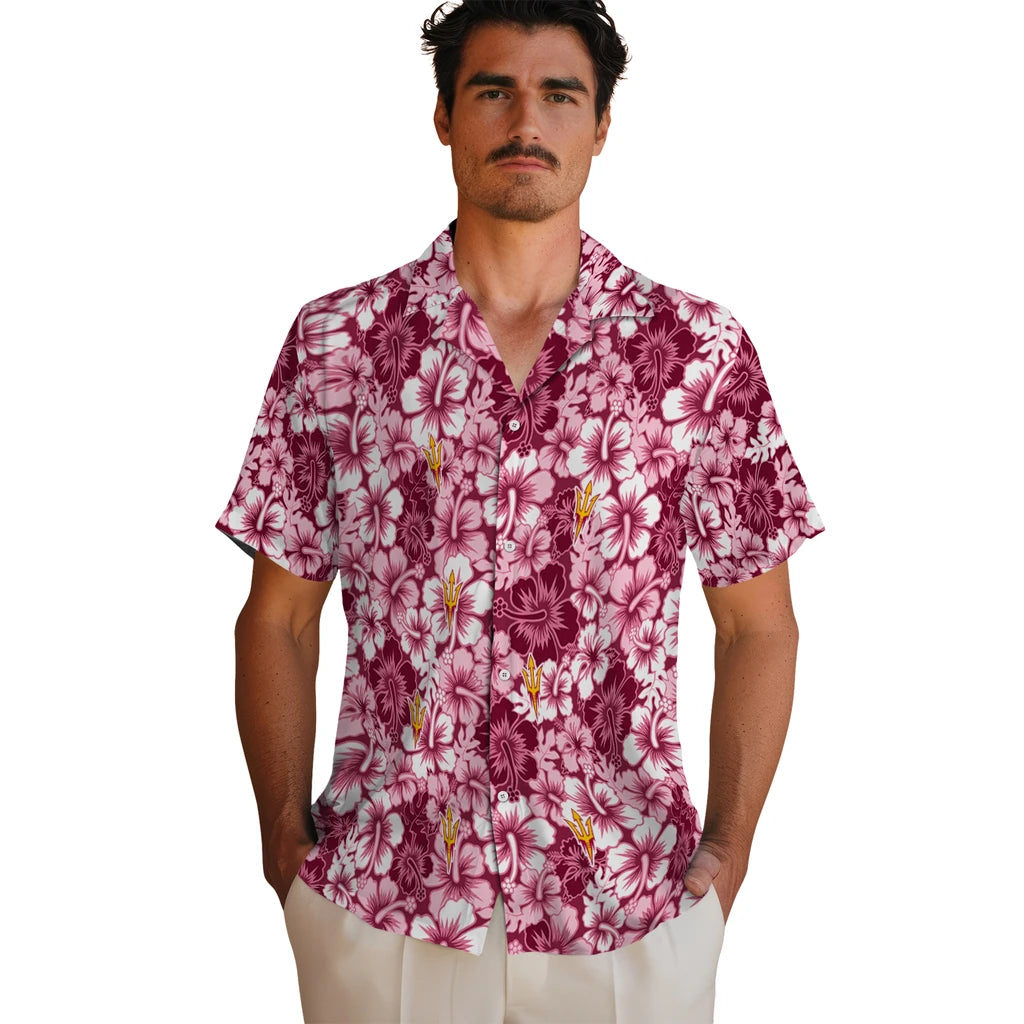 Arizona State Sun Devils Hawaiian Shirt - Hibiscus Blooms | Moonbestprint