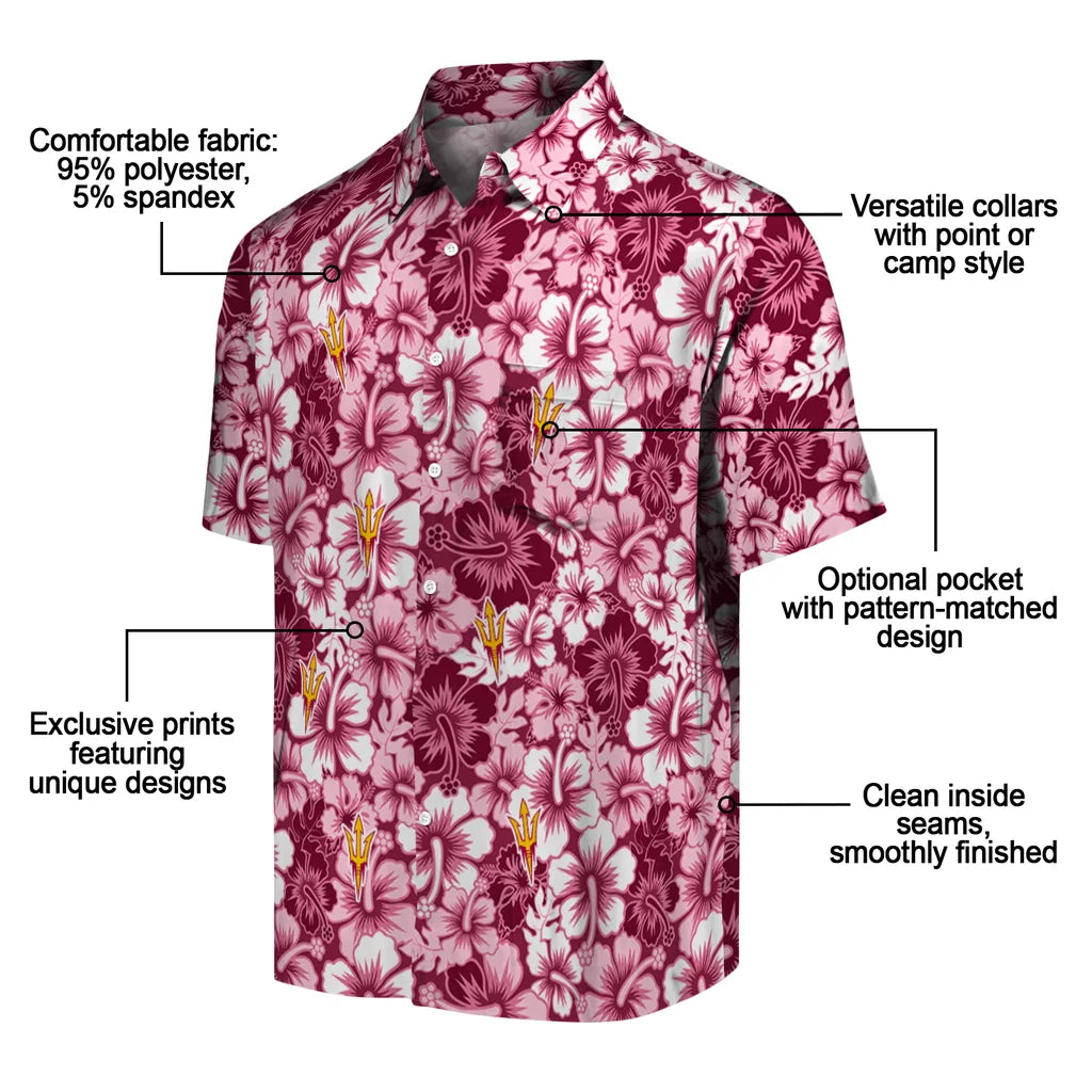Arizona State Sun Devils Hawaiian Shirt - Hibiscus Blooms | Moonbestprint