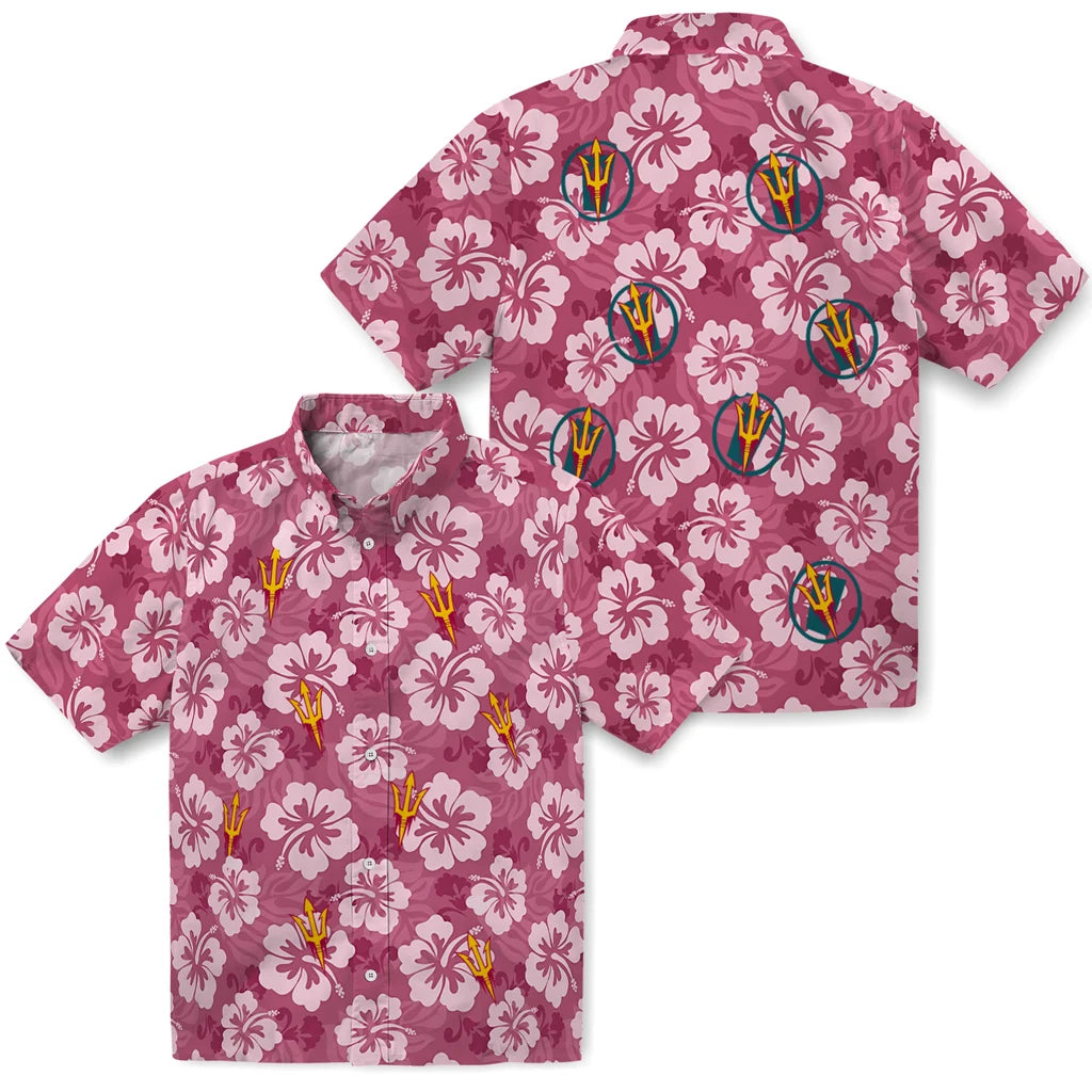 Arizona State Sun Devils Hawaiian Shirt - Hibiscus Cluster | Moonbestprint