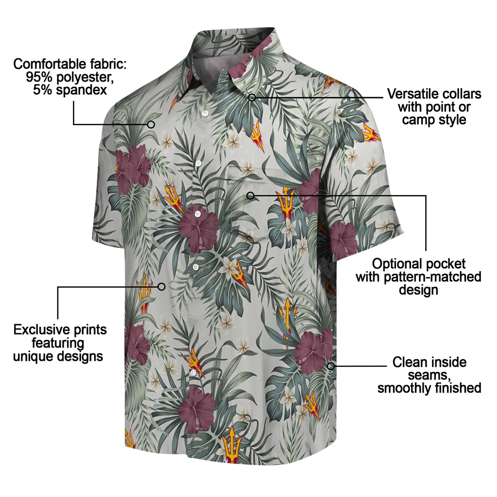 Arizona State Sun Devils Hawaiian Shirt - Hibiscus Designs | Moonbestprint