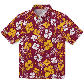 Arizona State Sun Devils Hawaiian Shirt - Hibiscus Flower Design | Moonbestprint