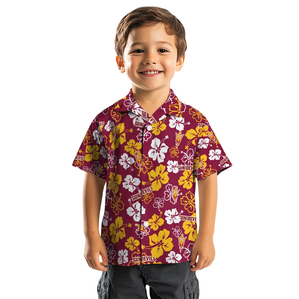 Arizona State Sun Devils Hawaiian Shirt - Hibiscus Flower Design | Moonbestprint