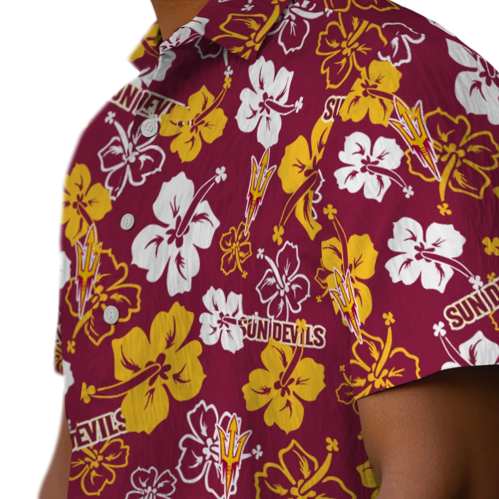 Arizona State Sun Devils Hawaiian Shirt - Hibiscus Flower Design | Moonbestprint