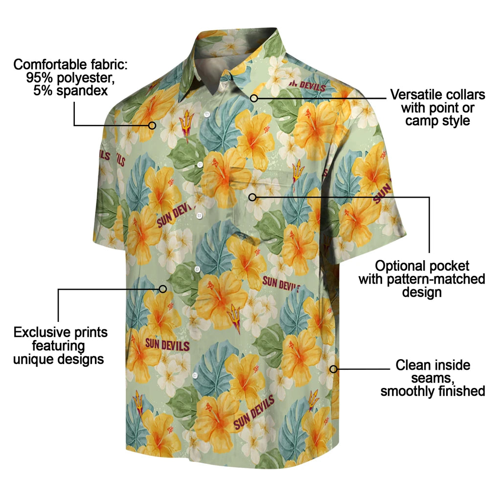Arizona State Sun Devils Hawaiian Shirt - Hibiscus Mood | Moonbestprint