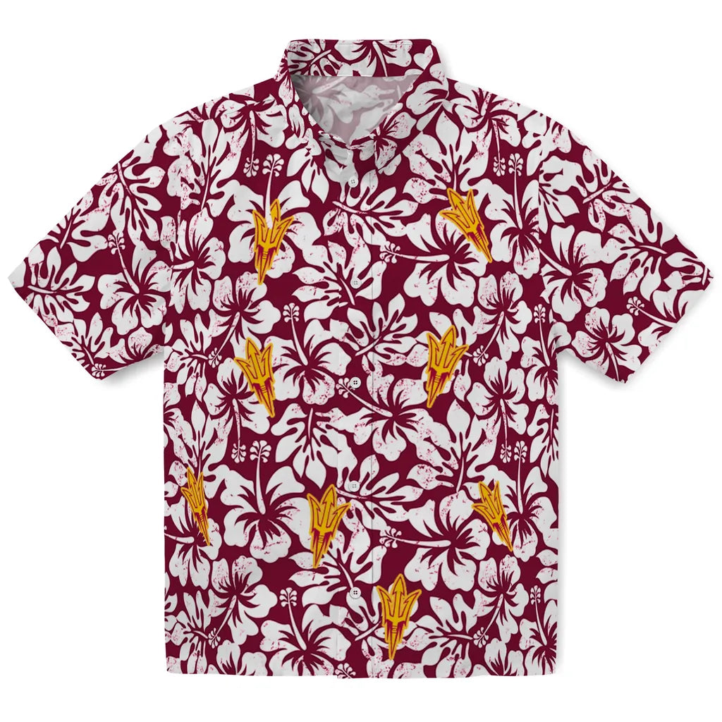 Arizona State Sun Devils Hawaiian Shirt - Hibiscus Motif | Moonbestprint