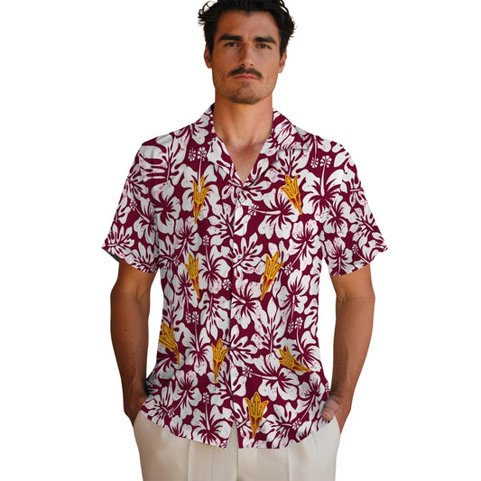 Arizona State Sun Devils Hawaiian Shirt - Hibiscus Motif | Moonbestprint