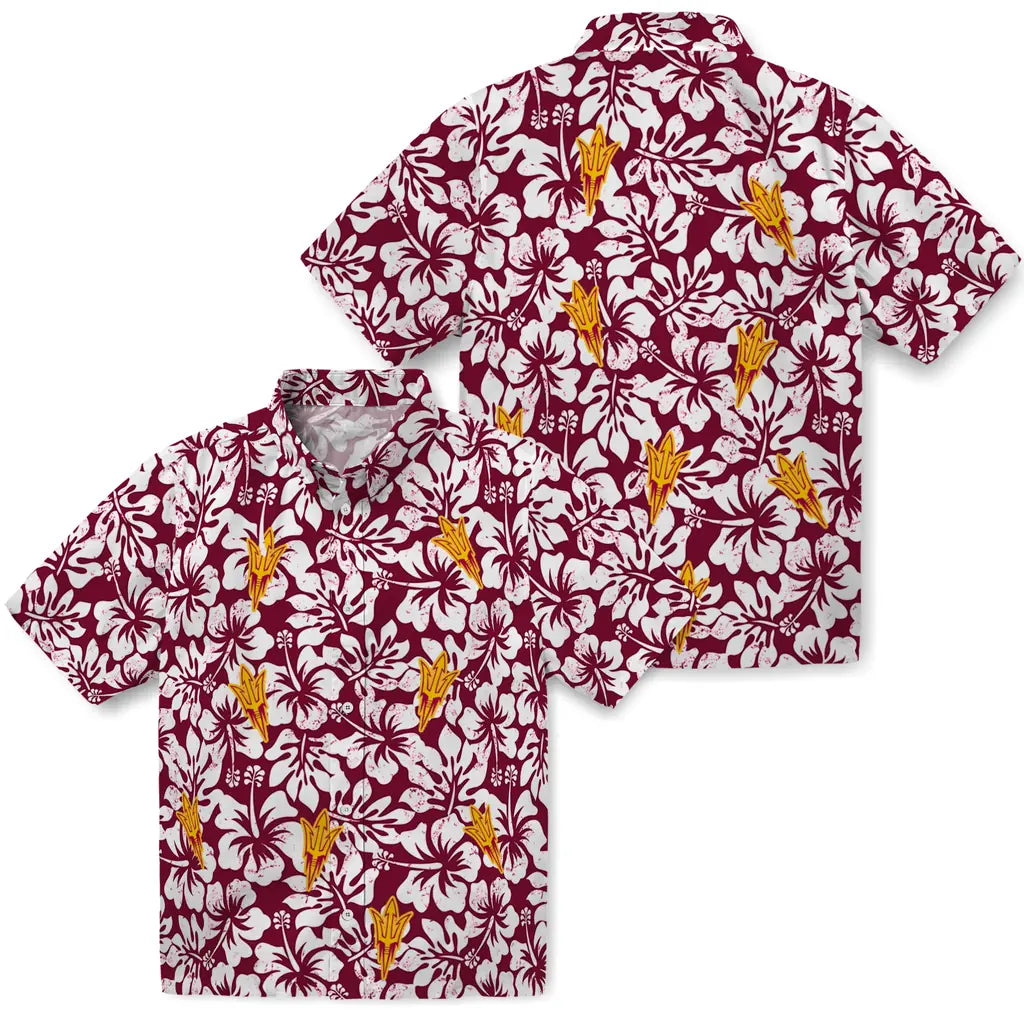 Arizona State Sun Devils Hawaiian Shirt - Hibiscus Motif | Moonbestprint