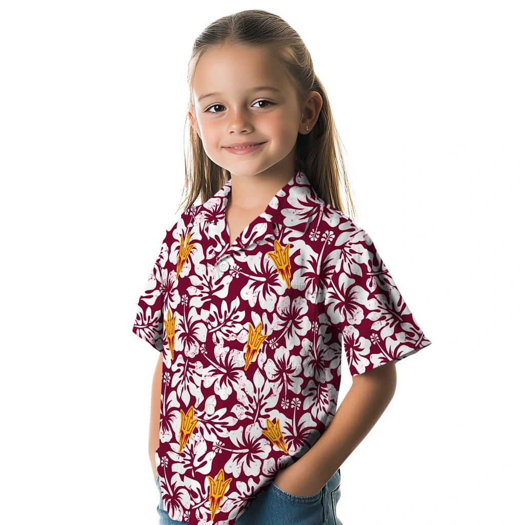 Arizona State Sun Devils Hawaiian Shirt - Hibiscus Motif | Moonbestprint