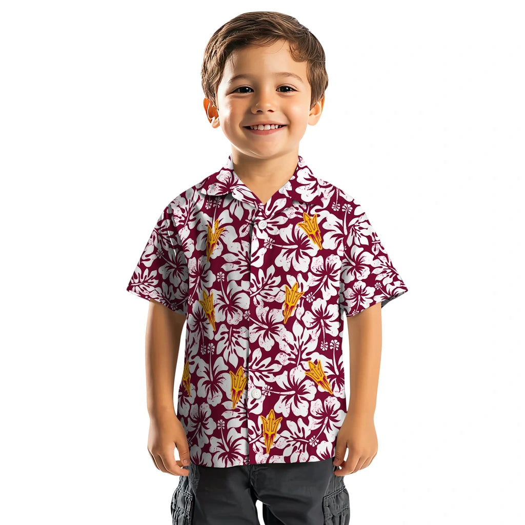 Arizona State Sun Devils Hawaiian Shirt - Hibiscus Motif | Moonbestprint