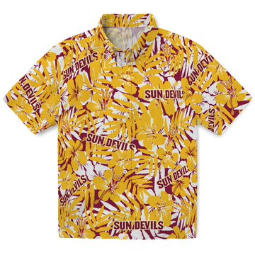 Arizona State Sun Devils Hawaiian Shirt - Hibiscus Overlay | Moonbestprint