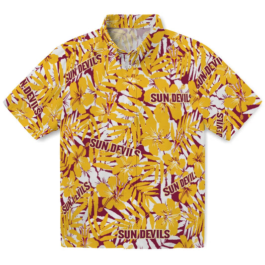 Arizona State Sun Devils Hawaiian Shirt - Hibiscus Overlay | Moonbestprint