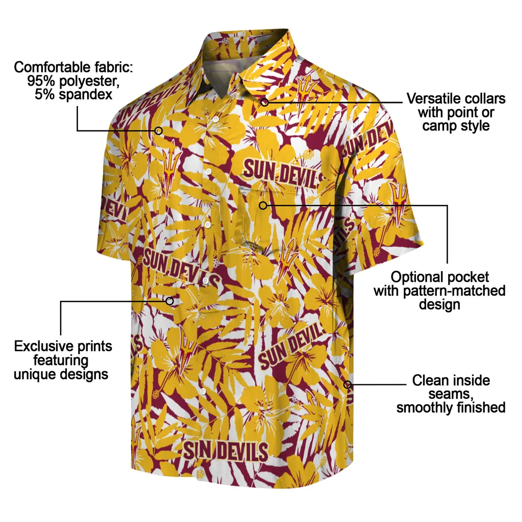 Arizona State Sun Devils Hawaiian Shirt - Hibiscus Overlay | Moonbestprint