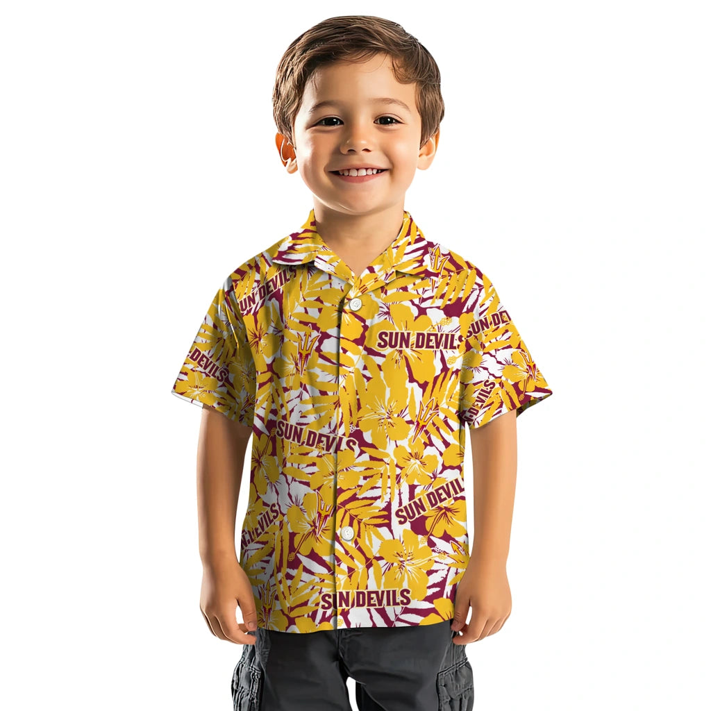 Arizona State Sun Devils Hawaiian Shirt - Hibiscus Overlay | Moonbestprint