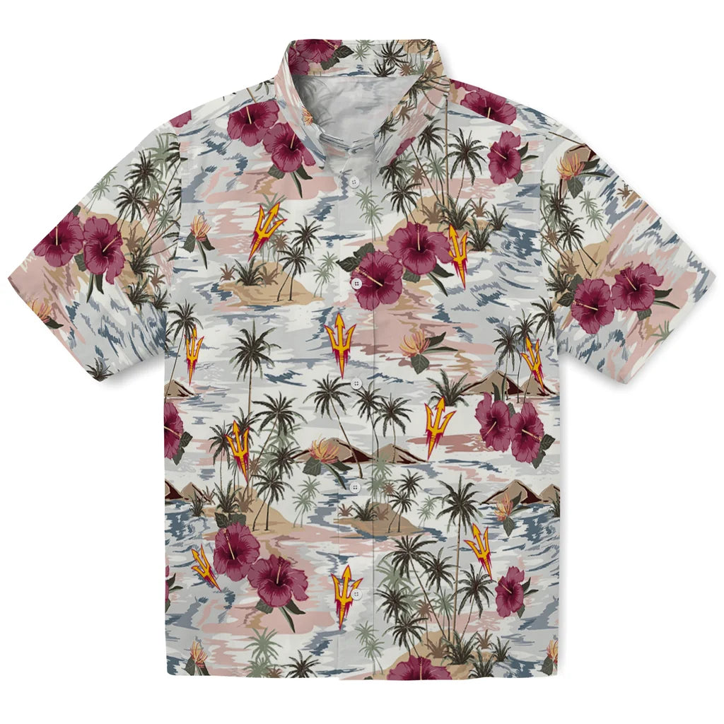 Arizona State Sun Devils Hawaiian Shirt - Hibiscus Seaside | Moonbestprint