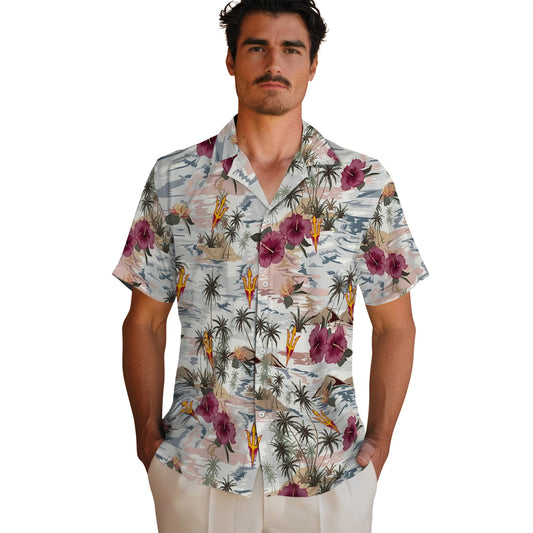 Arizona State Sun Devils Hawaiian Shirt - Hibiscus Seaside | Moonbestprint