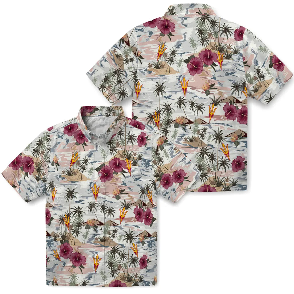 Arizona State Sun Devils Hawaiian Shirt - Hibiscus Seaside | Moonbestprint