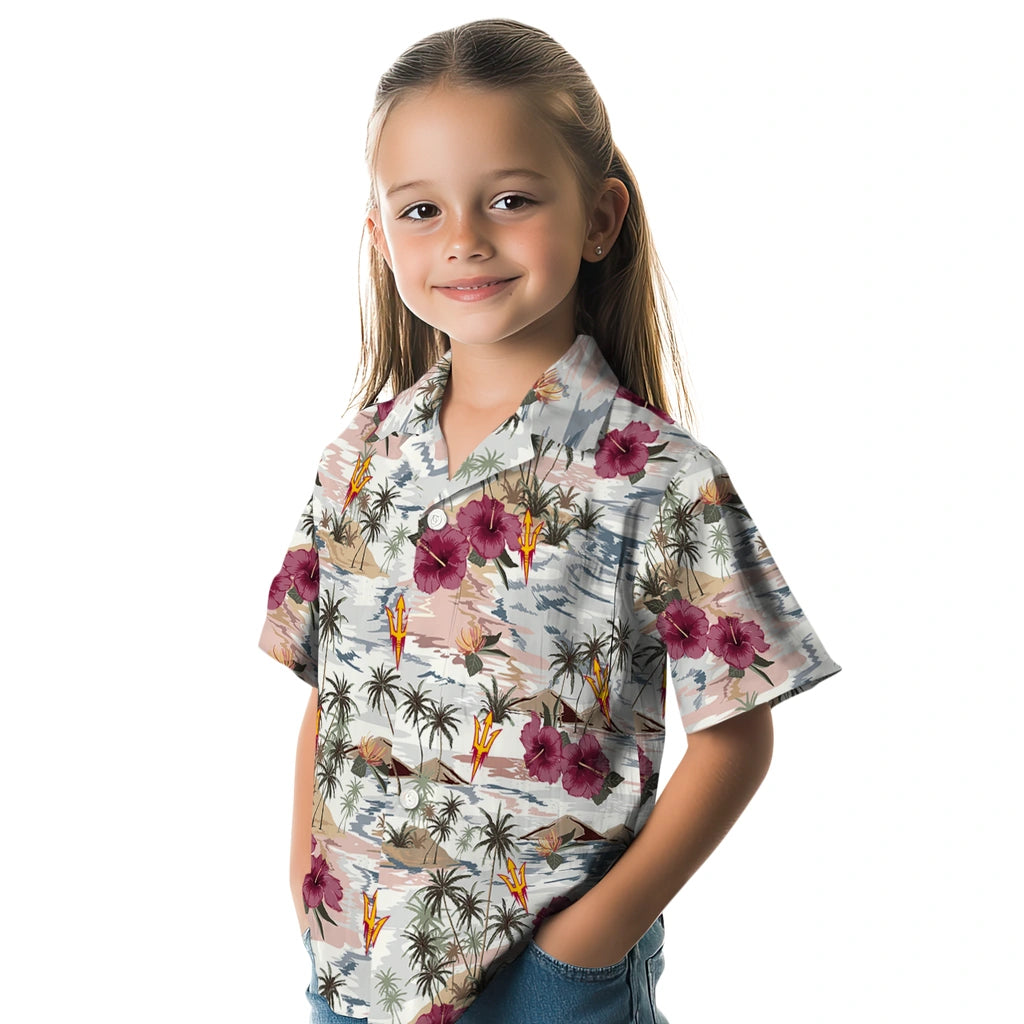 Arizona State Sun Devils Hawaiian Shirt - Hibiscus Seaside | Moonbestprint
