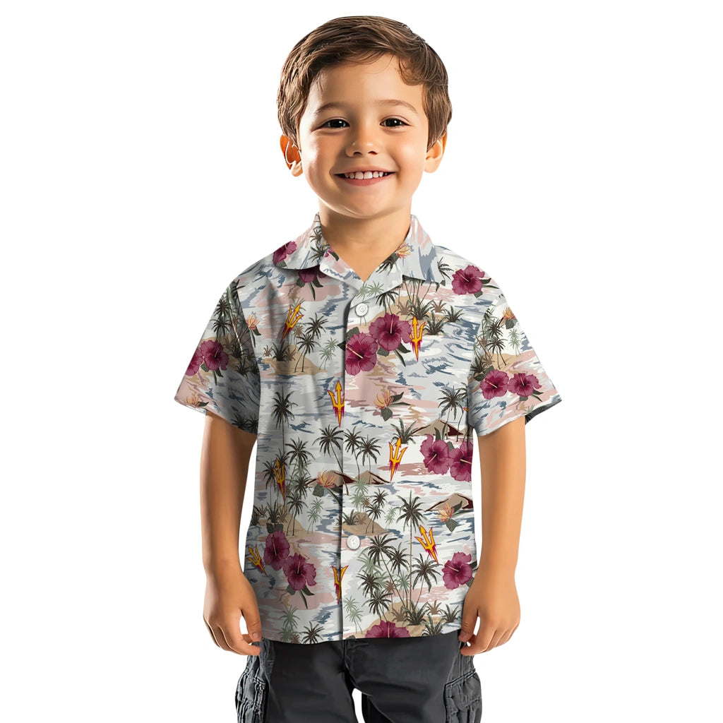 Arizona State Sun Devils Hawaiian Shirt - Hibiscus Seaside | Moonbestprint