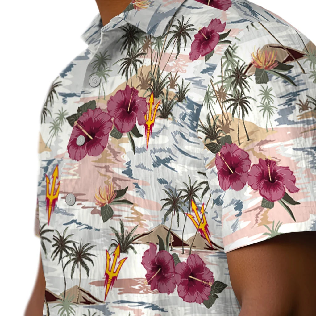 Arizona State Sun Devils Hawaiian Shirt - Hibiscus Seaside | Moonbestprint