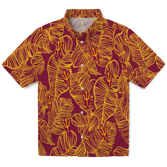 Arizona State Sun Devils Hawaiian Shirt - Leaf Outline | Moonbestprint